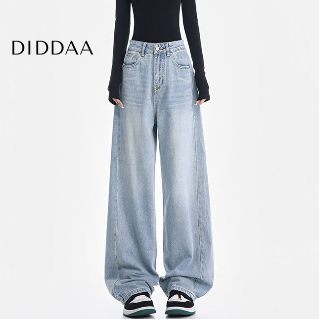 Light Blue High-Waisted Loose Wide-Leg Jeans - S / Light Blue - Women’s Jeans