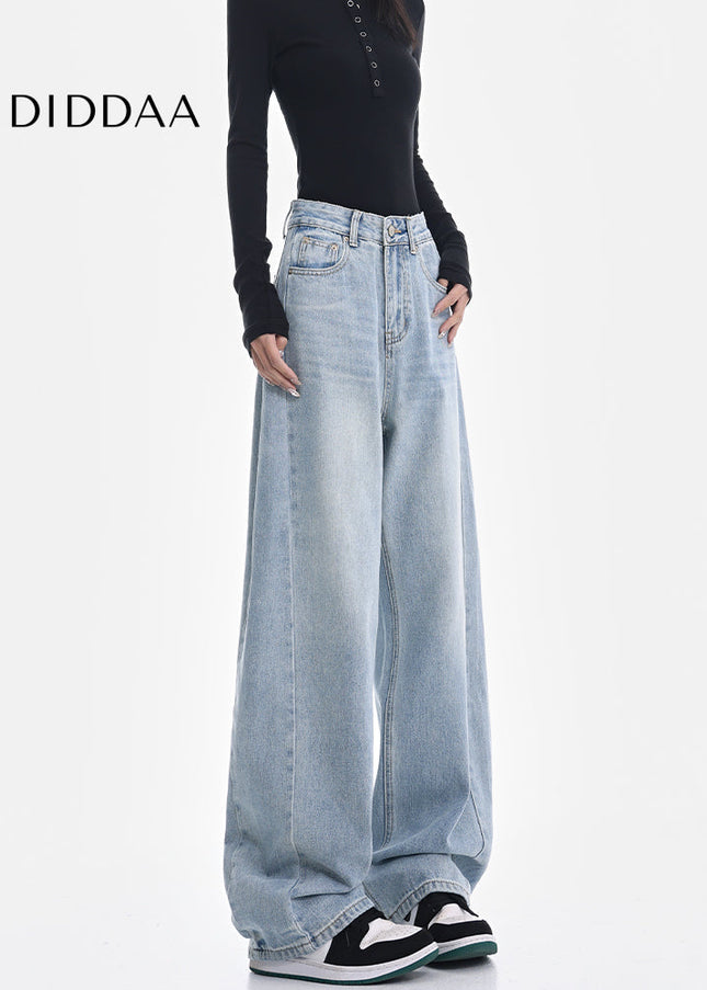 Light Blue High-Waisted Loose Wide-Leg Jeans - Women’s Jeans
