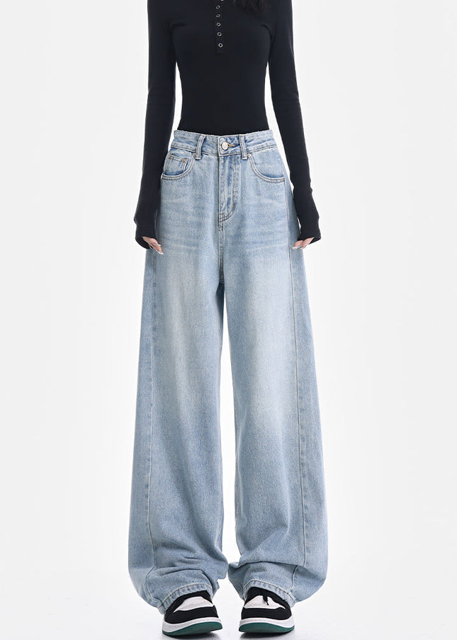 Light Blue High-Waisted Loose Wide-Leg Jeans - Women’s Jeans