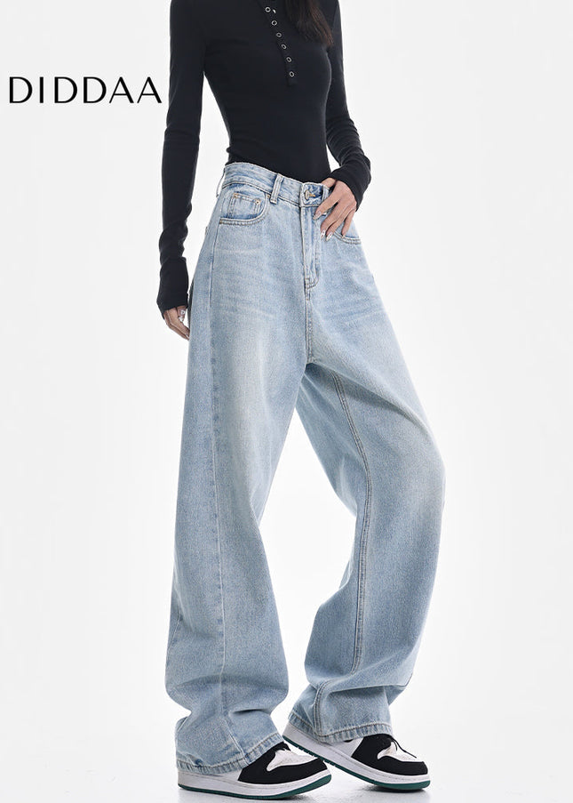 Light Blue High-Waisted Loose Wide-Leg Jeans - Women’s Jeans