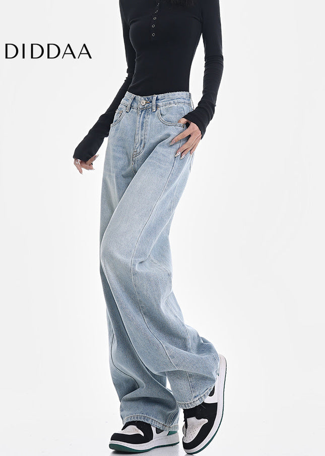 Light Blue High-Waisted Loose Wide-Leg Jeans - Women’s Jeans