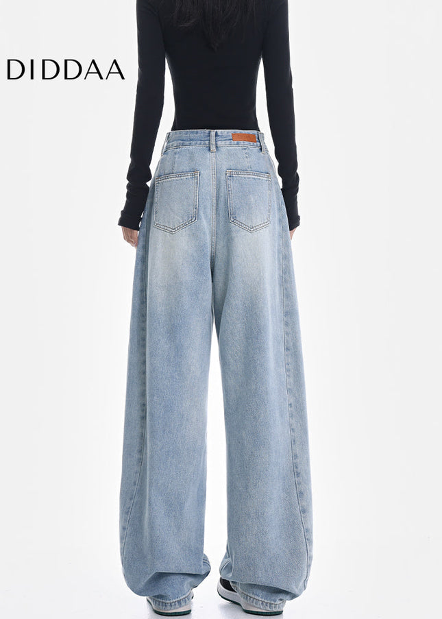 Light Blue High-Waisted Loose Wide-Leg Jeans - Women’s Jeans