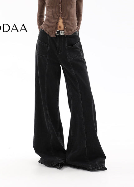 Light Blue Loose Fit Flare Wide Leg Jeans for Women - S / Black - Women’s Jeans