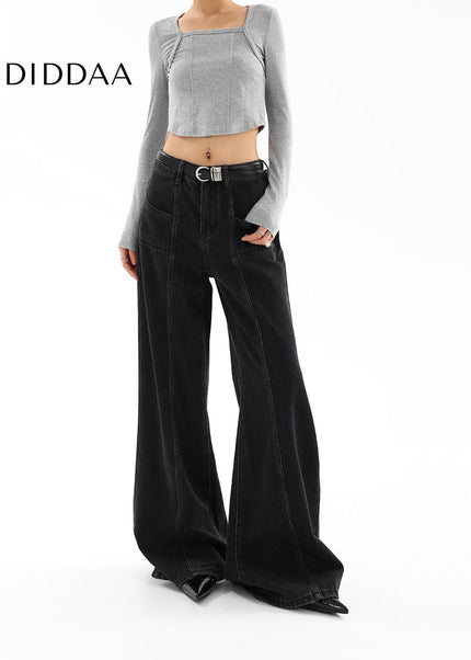 Light Blue Loose Fit Flare Wide Leg Jeans for Women - Women’s Jeans