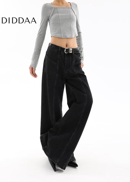 Light Blue Loose Fit Flare Wide Leg Jeans for Women - Women’s Jeans