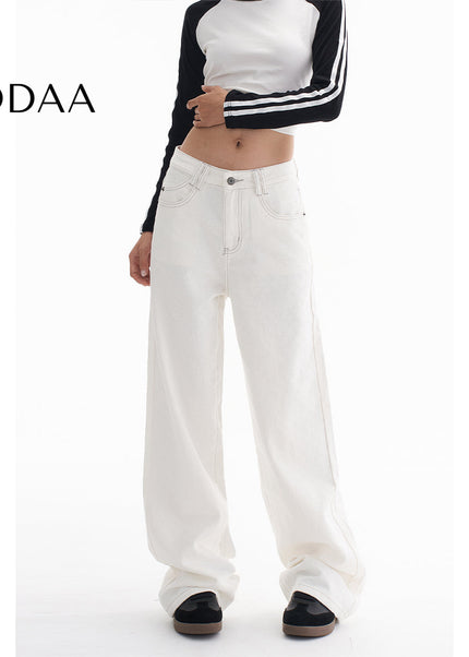 Light Blue Loose Fit Wide-Leg AGUA American Straight Jeans - XS / White - Women’s Jeans