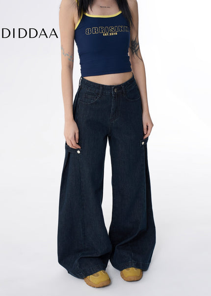 Light Blue Loose Fit Wide-Leg Jeans for Women - Women’s Jeans