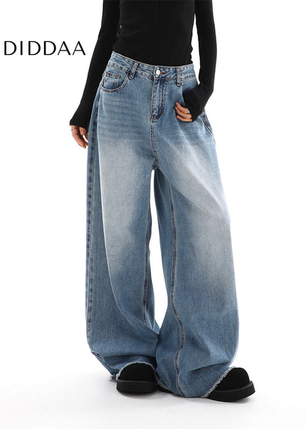 Light Blue Loose Fit Wide-Leg Jeans for Women - Women’s Jeans