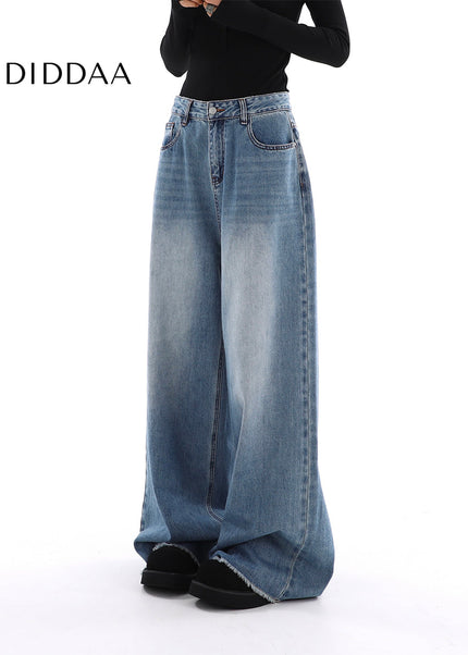 Light Blue Loose Fit Wide-Leg Jeans for Women - Women’s Jeans