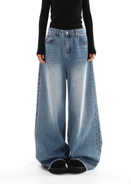 Light Blue Loose Fit Wide-Leg Jeans for Women - Women’s Jeans