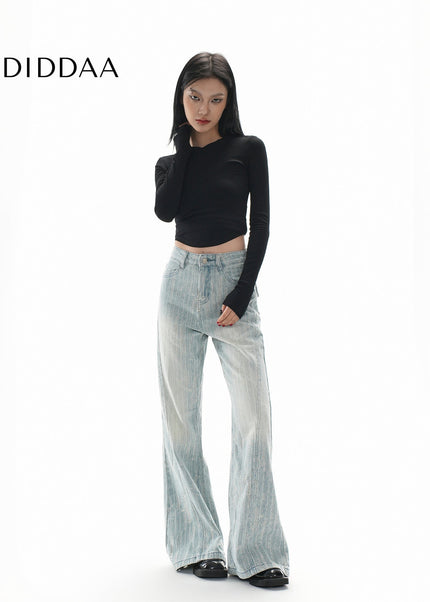 Light Blue Micro Flared Jeans with Horseshoe Design - Women’s Jeans