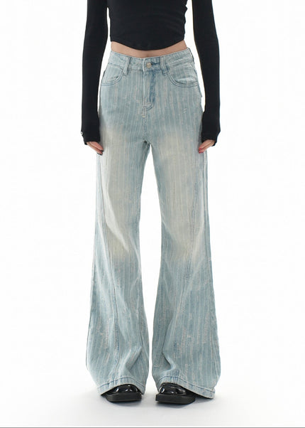 Light Blue Micro Flared Jeans with Horseshoe Design - Women’s Jeans