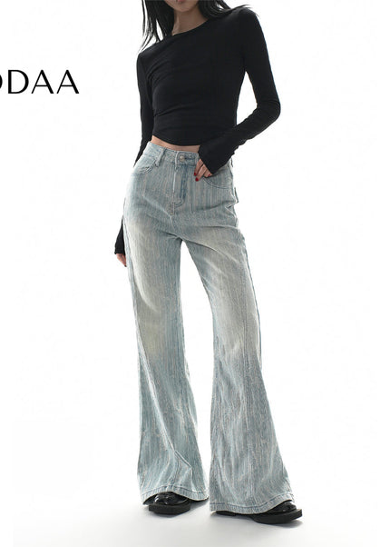 Light Blue Micro Flared Jeans with Horseshoe Design - XS / Light Blue - Women’s Jeans