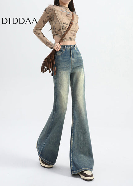 Light Blue Non-Legged Loose Flared Jeans for Small Women - Women’s Jeans