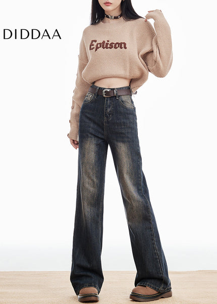 Light Blue Retro Distressed Micro Flared Jeans - Women’s Jeans