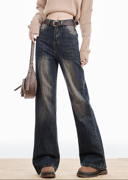 Light Blue Retro Distressed Micro Flared Jeans - Women’s Jeans