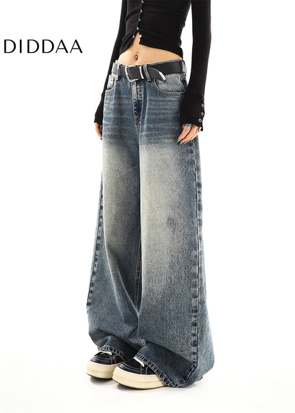 Light Blue Washed Distressed High-Waisted Jeans - Women’s Jeans