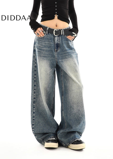 Light Blue Washed Distressed High-Waisted Jeans - Women’s Jeans