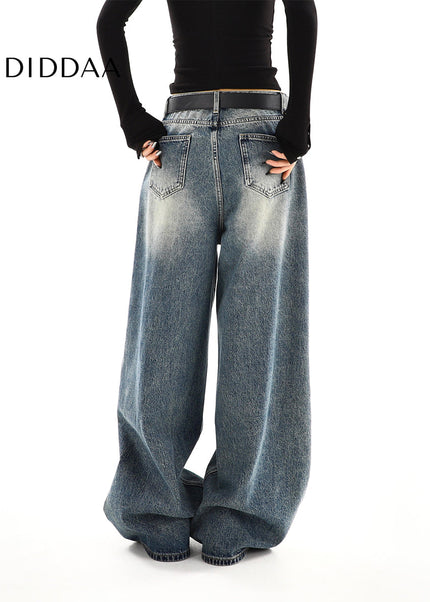 Light Blue Washed Distressed High-Waisted Jeans - Women’s Jeans