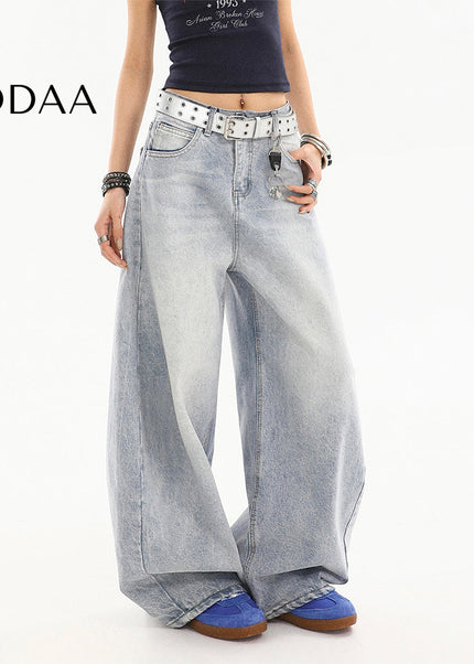 Light Color Baggy Loose Wide-Leg Scimitar Jeans - S / Light Blue - Women’s Jeans