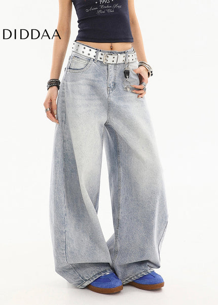 Light Color Baggy Loose Wide-Leg Scimitar Jeans - Women’s Jeans