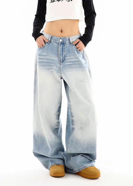 Light Wash Distressed Wide Leg Jeans for Women - Women’s Jeans