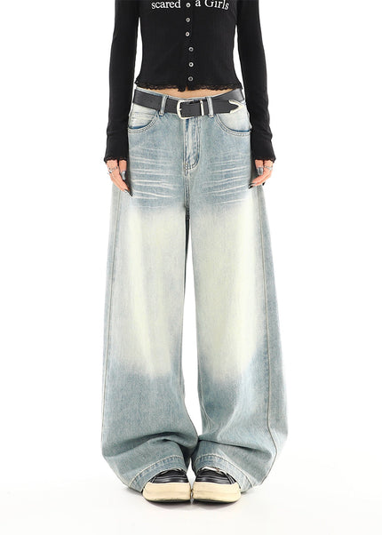 Light Washed High-Waisted Loose Straight-Leg Jeans - Women’s Jeans