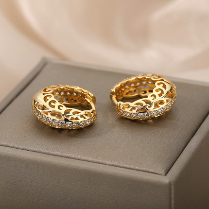 Loutine Earrings | Gold Luxury Statement Hoop Earrings - Gold - Earrings