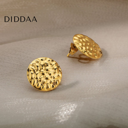 Lovre Earrings | Gold Distressed Plate Stud Earrings - Earrings