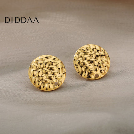 Lovre Earrings | Gold Distressed Plate Stud Earrings - Earrings