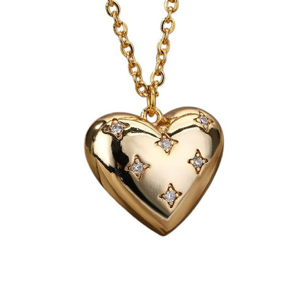 Lustful Pendant Necklace | Gold Thick Spotted Zirconia Heart Chain