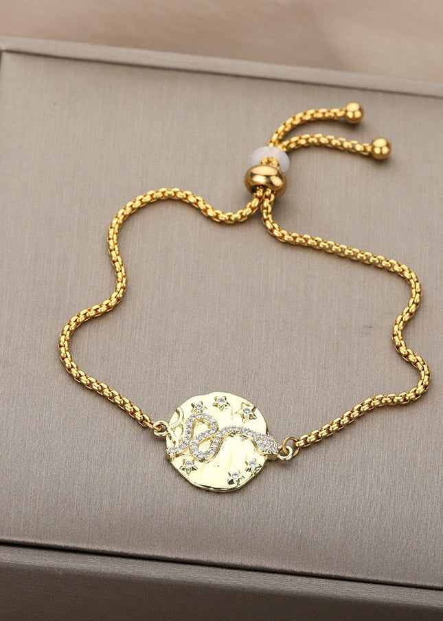 Mamane Bracelet | Gold Zirconia Snake Animal Jewelry Bracelet - Gold - Bracelets