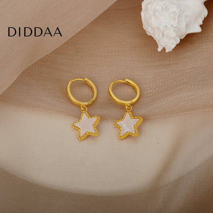 Mantra Earrings | Gold Star Hoop Earrings - Earrings