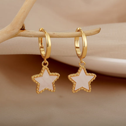 Mantra Earrings | Gold Star Hoop Earrings - Gold - Earrings
