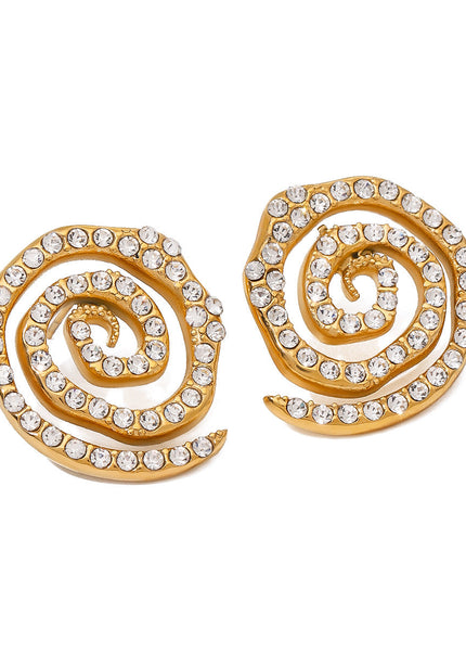 Jieding European and American cross-border jewelry 18k gold stainless steel circle earrings premium sense stud ins titanium steel earrings with diamonds