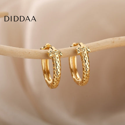 Matte Earrings | Gold Silver Snake Animal Hoop Earrings - Earrings