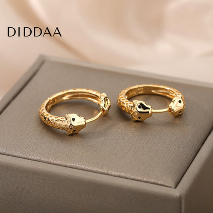 Matte Earrings | Gold Silver Snake Animal Hoop Earrings - Gold - Earrings