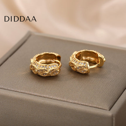 Maurice Earrings | Gold Silver Zirconia Statement Luxury Hoop Earrings - Earrings