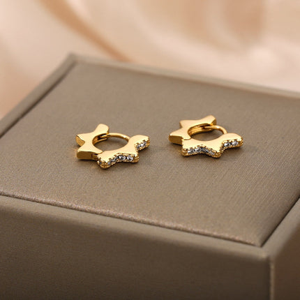 Merci Earrings | Gold Hollow Star Stud Earrings - Gold - Earrings