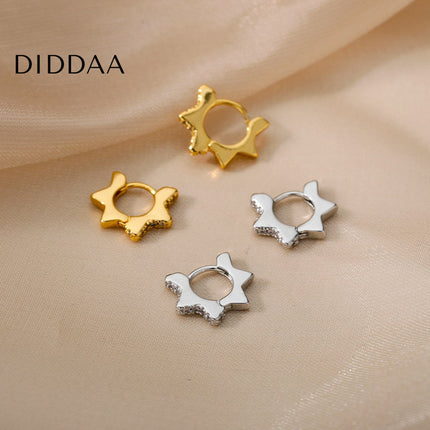 Merci Earrings | Gold Hollow Star Stud Earrings - Silver - Earrings