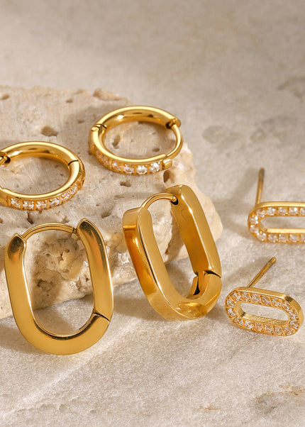 Jieding European and American three pairs of stainless steel circle rhinestone earrings premium sense earrings titanium steel earrings cross-border earring