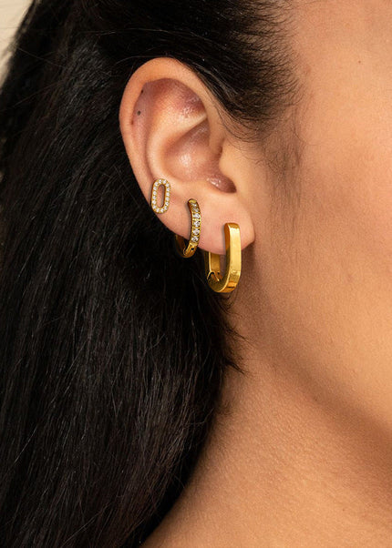 Jieding European and American three pairs of stainless steel circle rhinestone earrings premium sense earrings titanium steel earrings cross-border earring