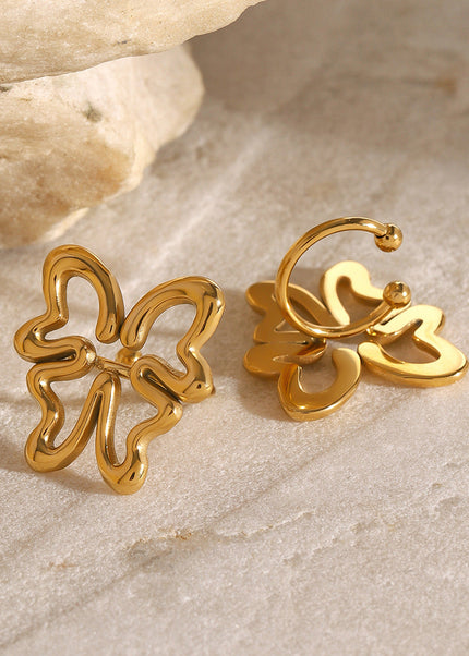 Jieding European and American stainless steel hollow butterfly no ear piercing, ear bone clip, high-end niche earrings, titanium steel earrings, cross-border