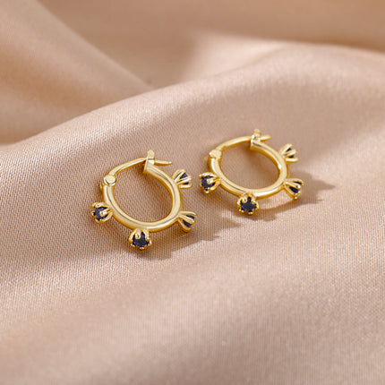 SOUVOIR SOUVOIR Earrings Monaco Earrings | Gold Red Stone Zirconia Simple Hoop Earrings