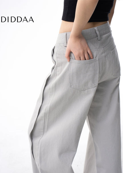 Morandi Gray High Waist Straight Leg Jeans for Women - Women’s Jeans