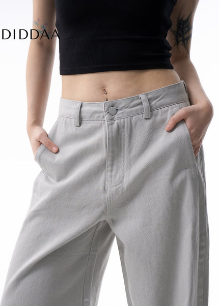 Morandi Gray High Waist Straight Leg Jeans for Women - Women’s Jeans