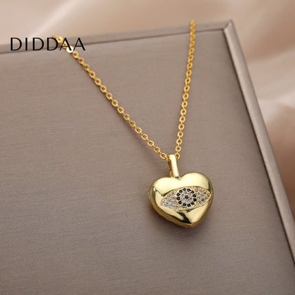 Motre Pendant Necklace | Gold Zirconia Evil Eye Chain - Gold - Necklaces