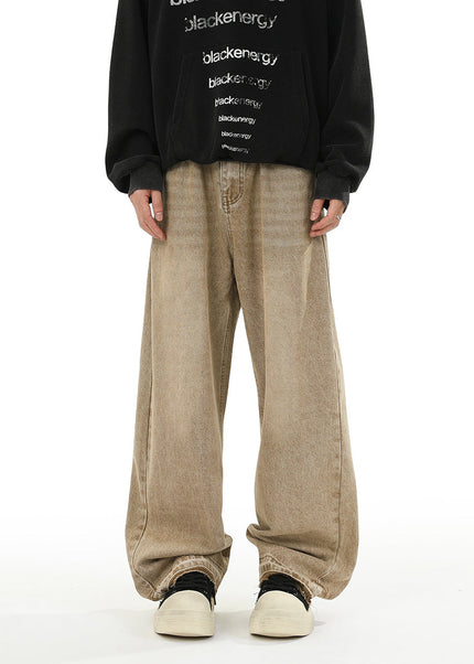 Mud Distressed Loose Fit Straight-Leg Casual Pants - Unisex Sweatpants