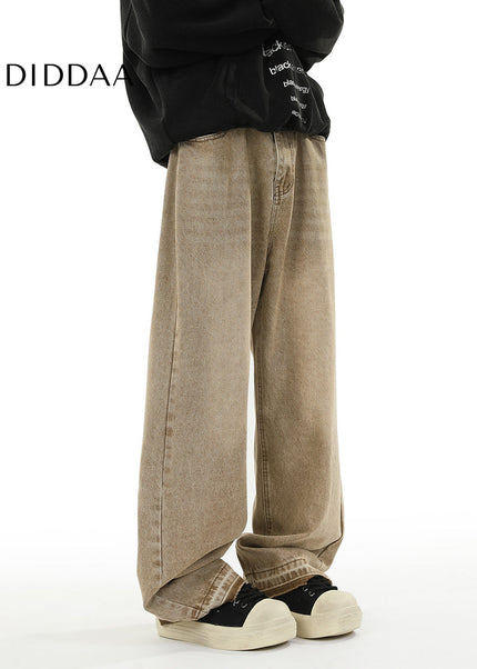Mud Distressed Loose Fit Straight-Leg Casual Pants - Unisex Sweatpants