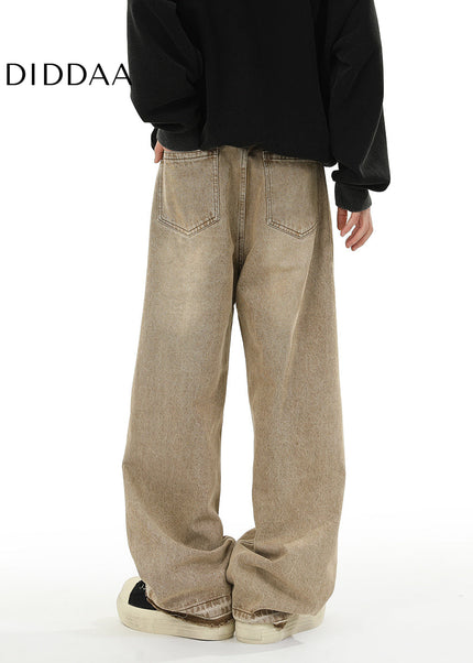Mud Distressed Loose Fit Straight-Leg Casual Pants - Unisex Sweatpants